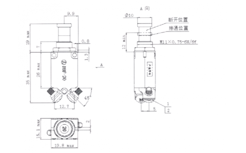 配電系統單相斷路器-雙金屬電熱脫扣-溫度補償